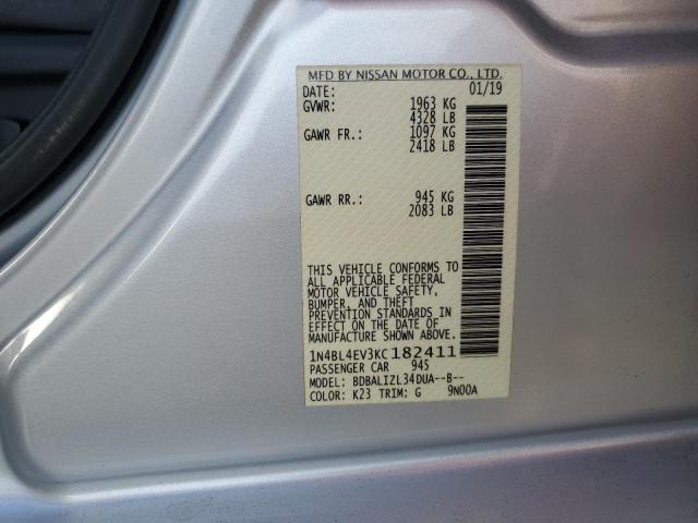 1N4BL4EV3KC182411 Nissan ALTIMA SL