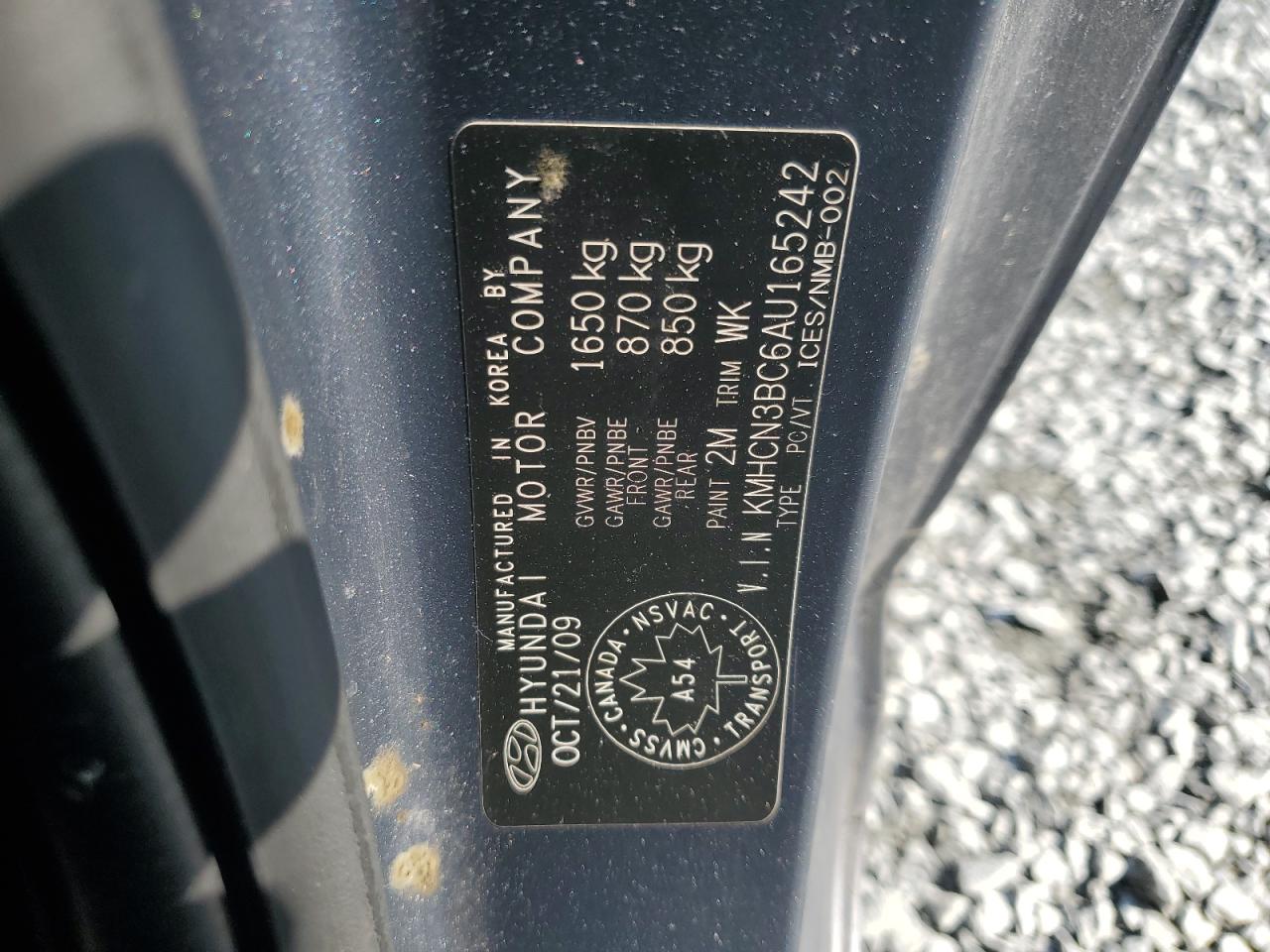 KMHCN3BC6AU165242 2010 Hyundai Accent Se