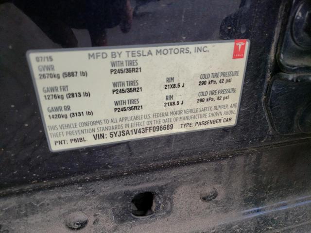 2015 TESLA MODEL S P9 5YJSA1V43FF096689