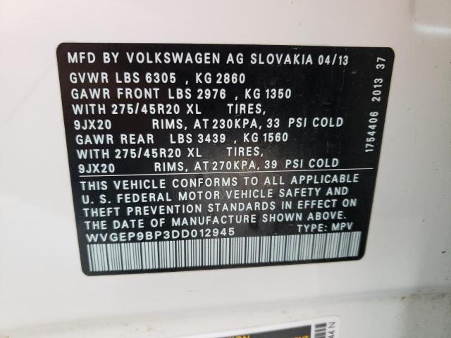 Паркетники VOLKSWAGEN TOUAREG 2013 Білий