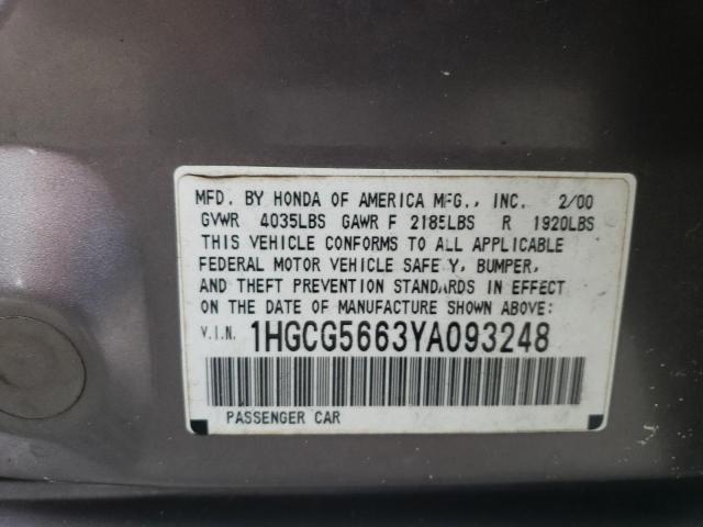 1HGCG5663YA093248 2000 Honda Accord Ex