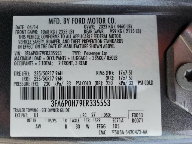 3FA6P0H79ER335553 | 2014 Ford fusion se