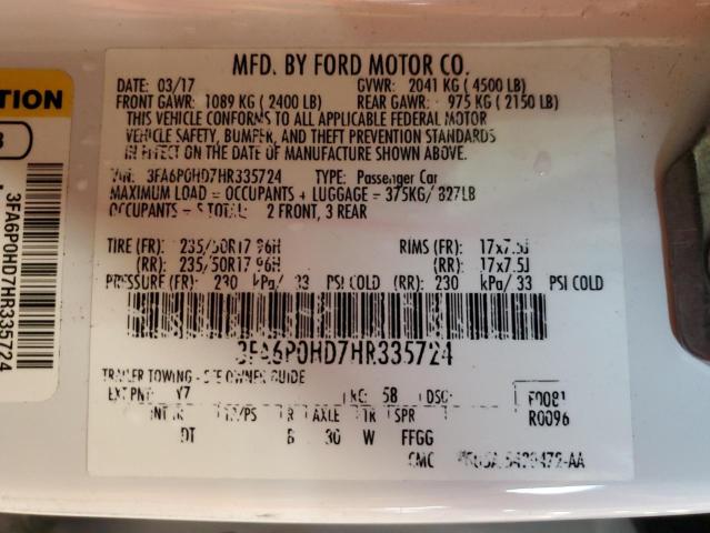 3FA6P0HD7HR335724 Ford FUSION SE