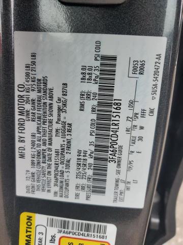 3FA6P0CD4LR151681 Ford FUSION SEL