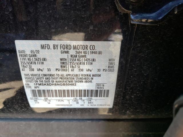 1FMSK8DH8NGB50482 Ford EXPLORER XLT