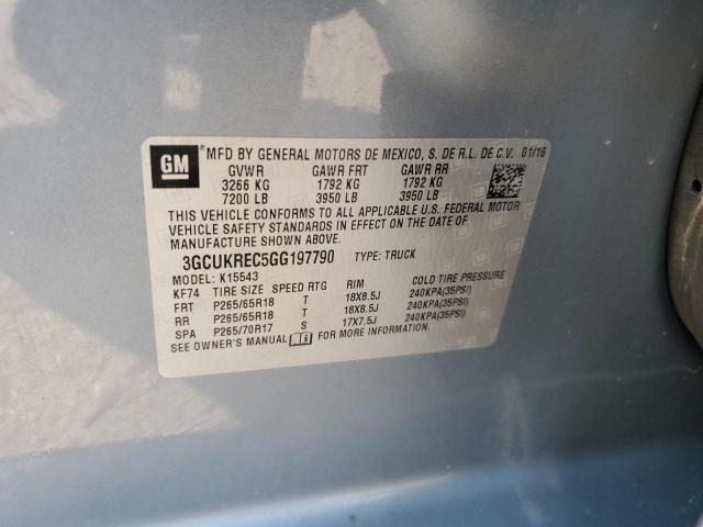 3GCUKREC5GG197790 Chevrolet Silverado K1500 Lt