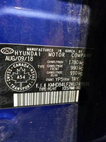 2019 HYUNDAI ELANTRA SE - KMHD84LF2KU748936