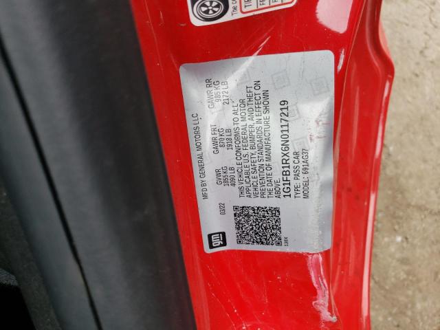 2022 CHEVROLET CAMARO LS - 1G1FB1RX6N0117219