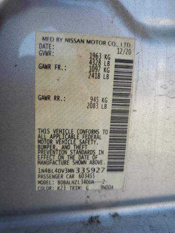 1N4BL4DV3MN335927 Nissan ALTIMA SV