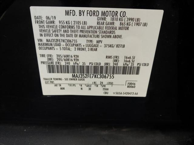 MAJ3S2FE7KC306755 Ford Ecosport S 10