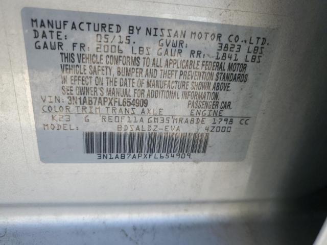 3N1AB7APXFL654909 Nissan SENTRA S