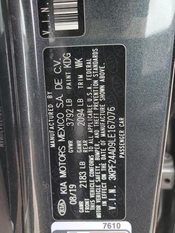 3KPF24AD9LE167076 KIA FORTE FE