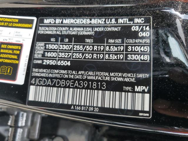 VIN 4JGDA7DB9EA391813 2014 Mercedes-Benz ML-Class, ... no.13