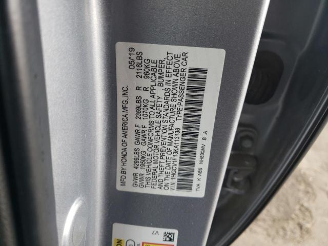  HONDA ACCORD 2019 Сріблястий