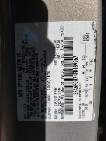 3FA6P0H74FR189967 Ford FUSION SE