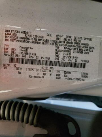 1FADP3E22EL258332 Ford FOCUS S