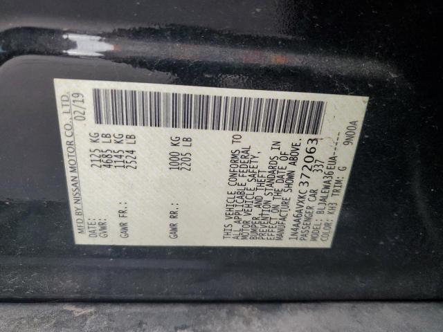 1N4AA6AVXKC372063 Nissan MAXIMA S