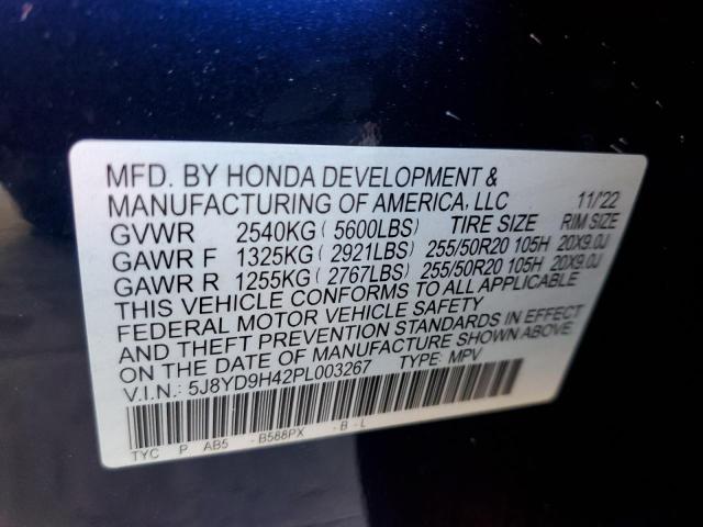 5J8YD9H42PL003267 Acura MDX TECHNO 10