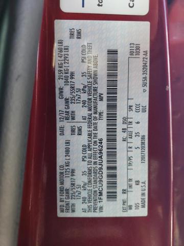 1FMCU9GD9JUA96246 Ford ESCAPE SE