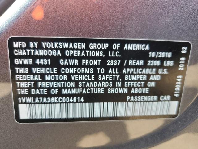 2019 VOLKSWAGEN PASSAT WOL - 1VWLA7A36KC004614