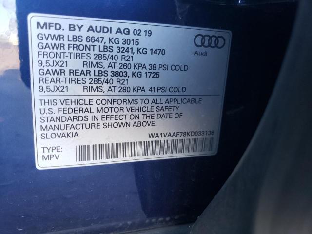 WA1VAAF78KD033136 2019 AUDI Q7, photo no. 13