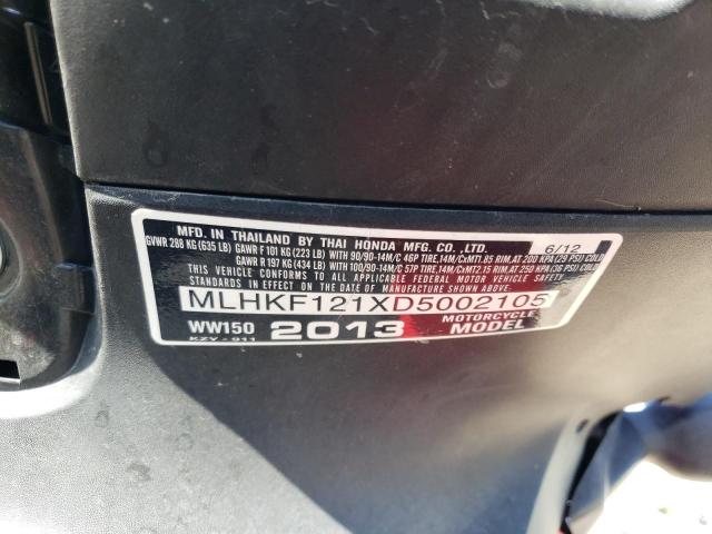 2013 HONDA PCX 150 MLHKF121XD5002105