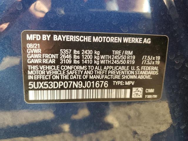 5UX53DP07N9J01676 2022 BMW X3, photo no. 12