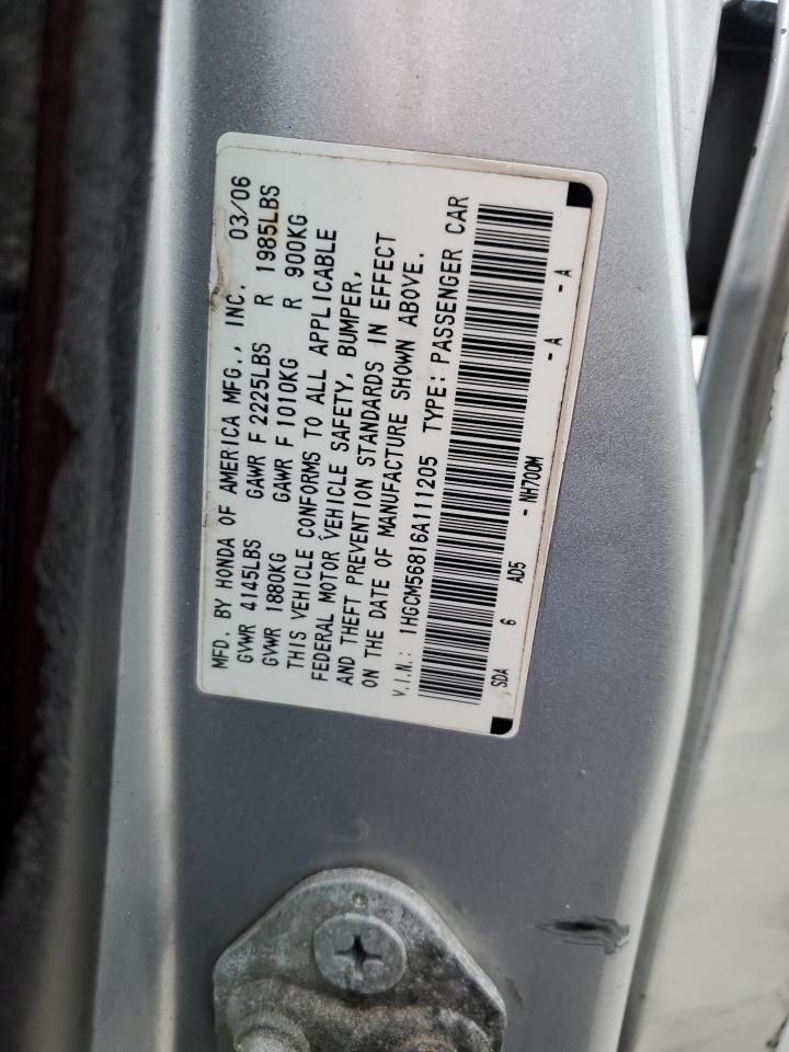 1HGCM56816A111205 2006 Honda Accord Ex