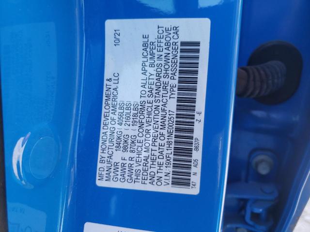 19XFL1H81NE002517 Honda Civic Sport Touring