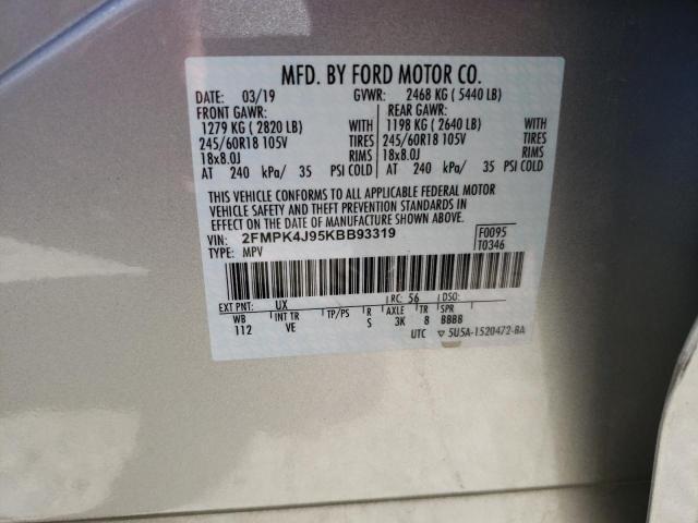 2FMPK4J95KBB93319 2019 FORD EDGE, photo no. 14