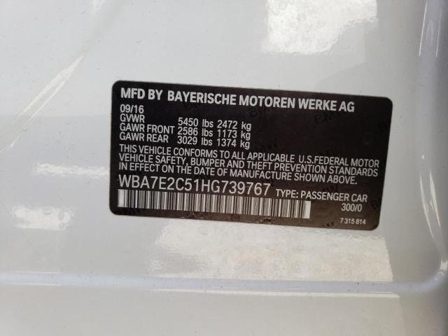 VIN WBA7E2C51HG739767 2017 BMW 7 Series, 740 I no.12