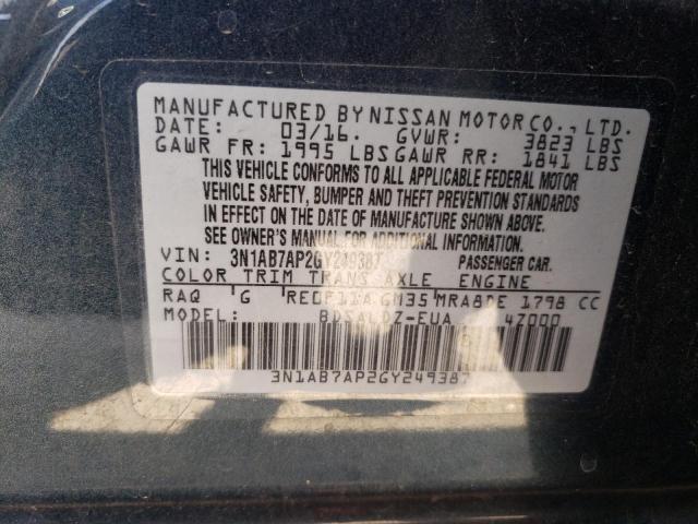 3N1AB7AP2GY249387 Nissan SENTRA S