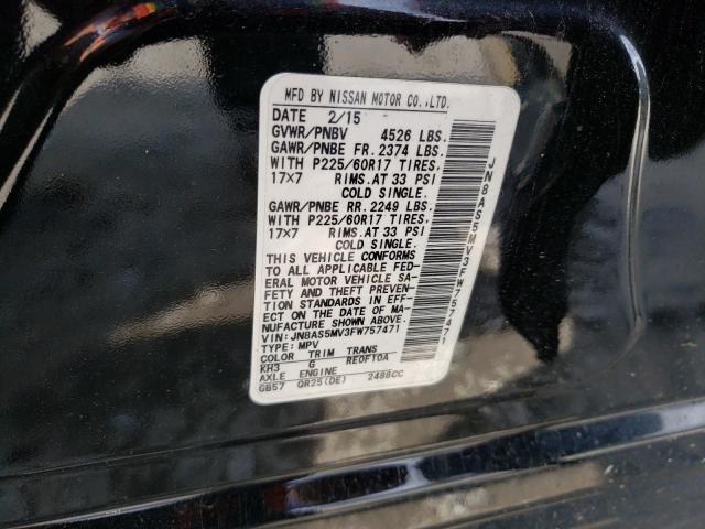 JN8AS5MV3FW757471 Nissan Rogue Select S