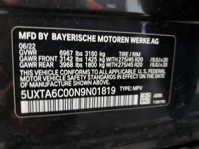 2022 BMW X5 xDrive45E VIN: 5UXTA6C00N9N01819 Lot: 66590813