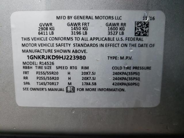 1GNKRJKD9HJ223980 Chevrolet Traverse Premier