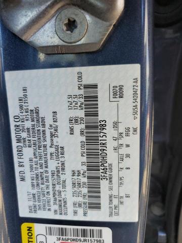 3FA6P0HD9JR157983 Ford FUSION SE