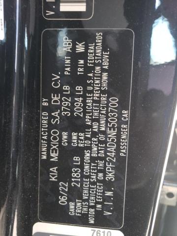 3KPF24AD5NE503700 KIA FORTE FE