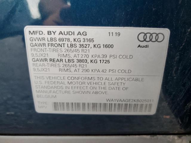 WA1VAAGE2KB025011 Audi E-tron Prestige