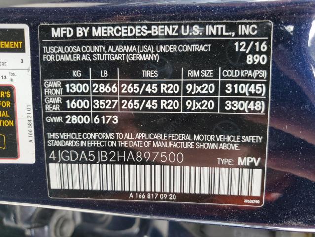 4JGDA5JB2HA897500 2017 MERCEDES-BENZ GLE-CLASS, photo no. 13