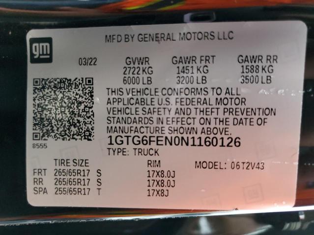 2022 GMC CANYON AT4 1GTG6FEN0N1160126
