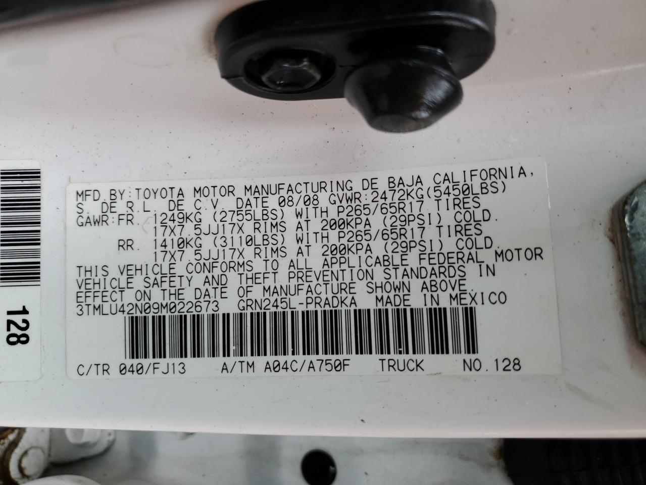 3TMLU42N09M022673 2009 Toyota Tacoma Double Cab 3TMLU42N09M022673 2009 Toyota Tacoma Double Cab