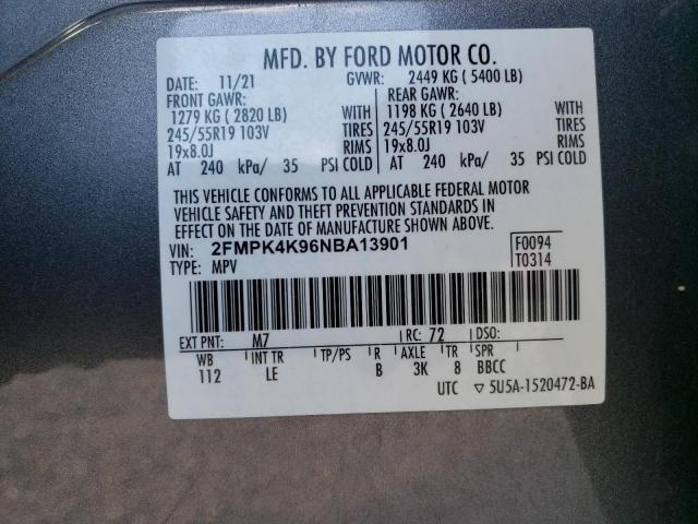 2FMPK4K96NBA13901 2022 FORD EDGE, photo no. 13