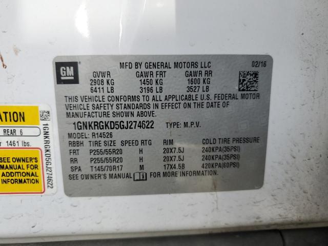2016 CHEVROLET TRAVERSE L - 1GNKRGKD5GJ274622
