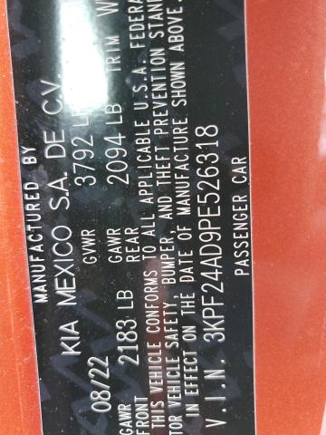 3KPF24AD9PE526318 KIA FORTE LX
