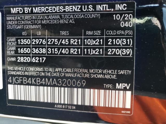 4JGFB4KB4MA320069 2021 MERCEDES-BENZ GLE-CLASS, photo no. 13