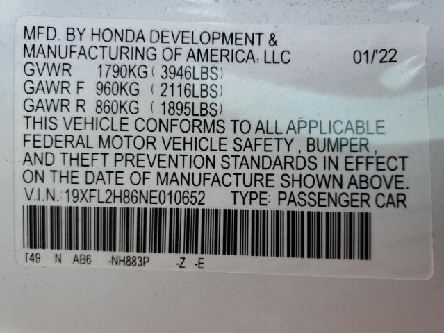 19XFL2H86NE010652 Honda Civic Sport