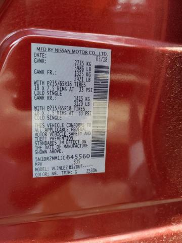 5N1DR2MM1JC645560 Nissan Pathfinder S
