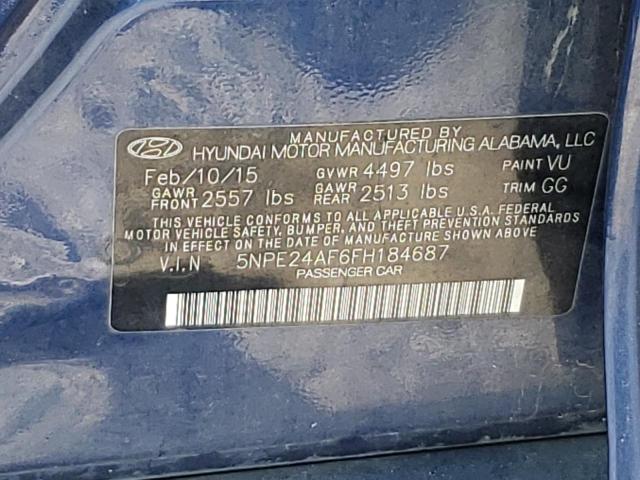 2015 Hyundai Sonata Se 2.4L(VIN: 5NPE24AF6FH184687