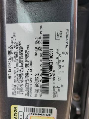 3FA6P0HDXER102061 2014 FORD FUSION, photo no. 12