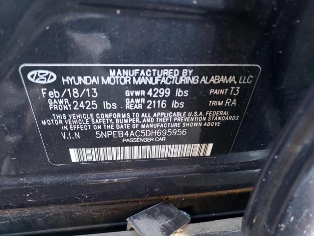 2013 Hyundai Sonata Gls VIN: 5NPEB4AC5DH695956 Lot: 39244716